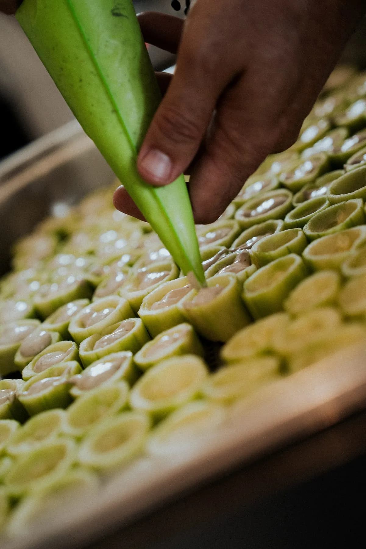 Canapés plated on the 8th-floor Beau Rivage Gold terrace during the Monaco Grand Prix