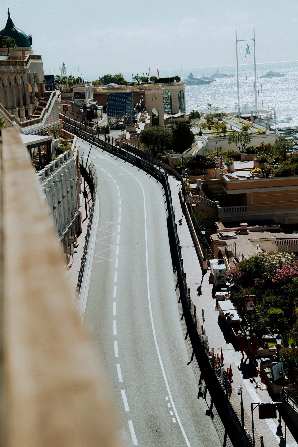 View of the coastal road from the 8th-floor Beau Rivage Gold terrace during the Monaco Grand Prix