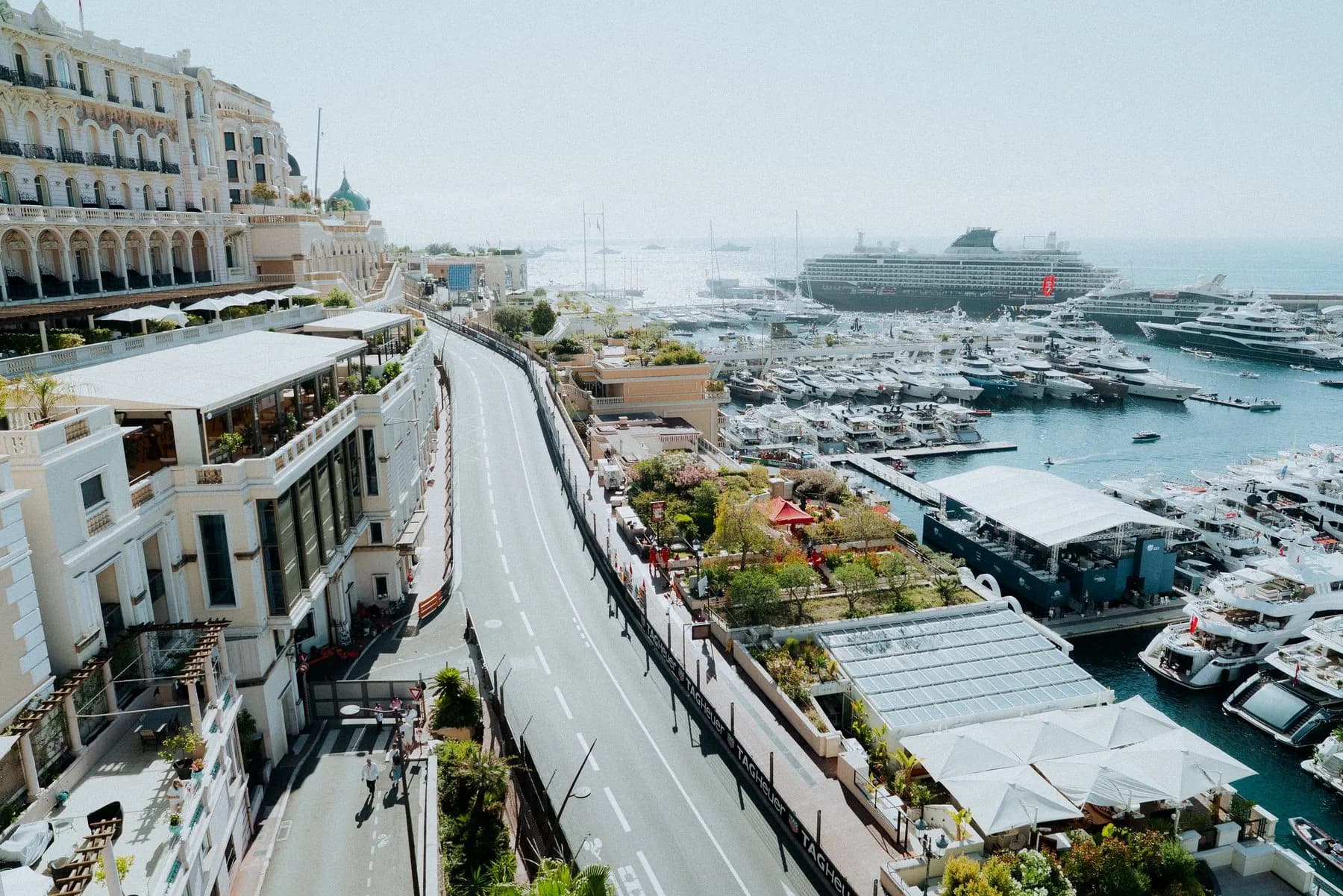 View of the street and harbour from the 8th-floor Beau Rivage Gold terrace
