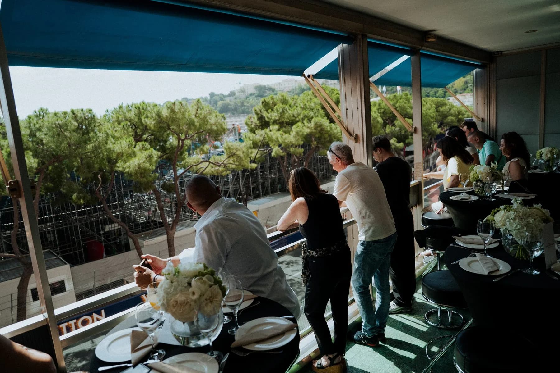 View of the Bronze Caravelle terrace and the circuit during the Monaco Grand Prix